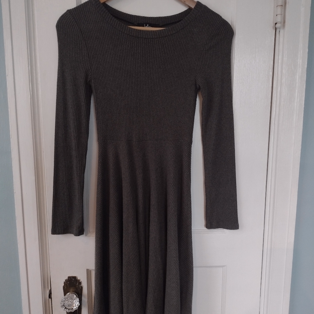 NWOT Lulu's Fit And Fair Ribbed Knit Long Sleeve Skater Dress - Picture 11 of 14